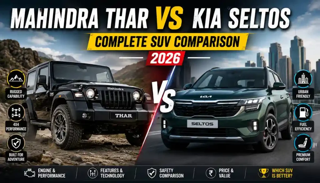 Mahindra Thar vs Seltos Kia Complete SUV Comparison 2026