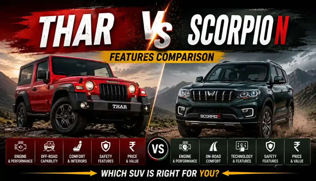 Thar vs Scorpio N: 7 Brilliant Differences That Actually Matter (2026) 5 Thar vs Scorpio N Features Comparison