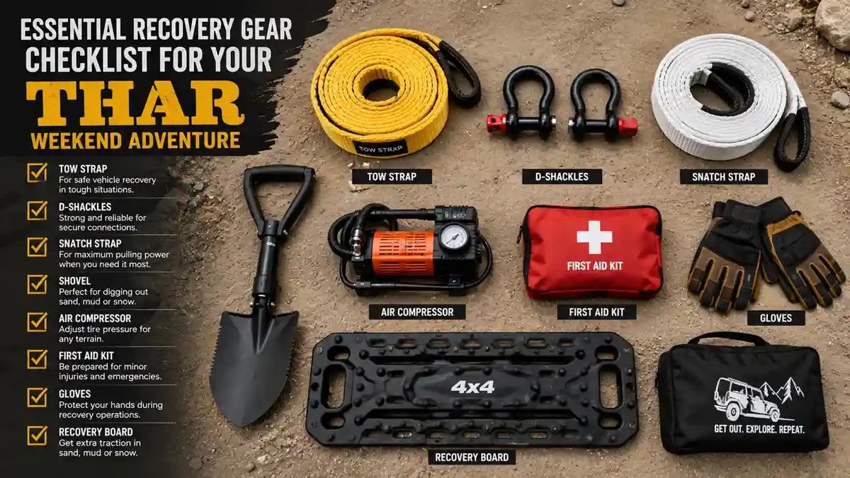 15 Weekend Adventure Ideas for Thar Owners 5 Essential recovery gear checklist for a Thar weekend adventure