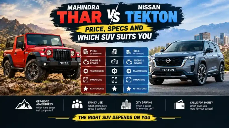 Mahindra Thar vs Nissan Tekton Price, Specs and Which SUV Suits You