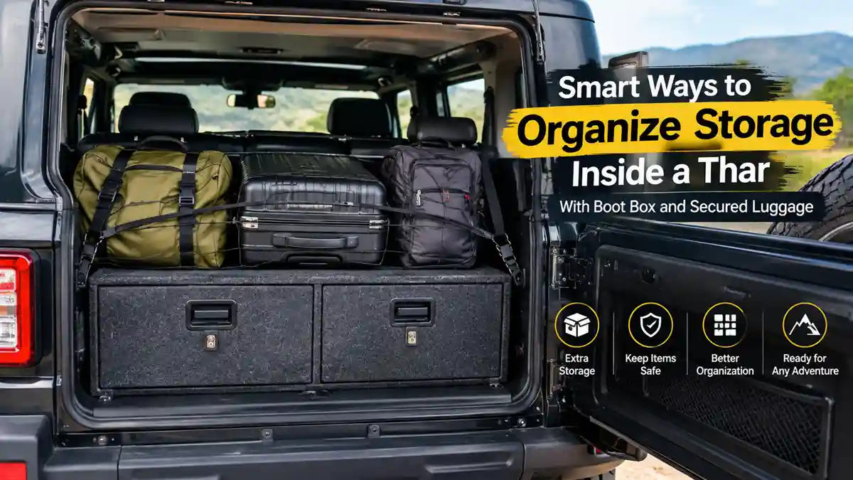 Smart Ways to Organize Storage Inside a Thar: A Practical Owner's Guide 2 Smart ways to organize storage inside a Thar with boot box and secured luggage